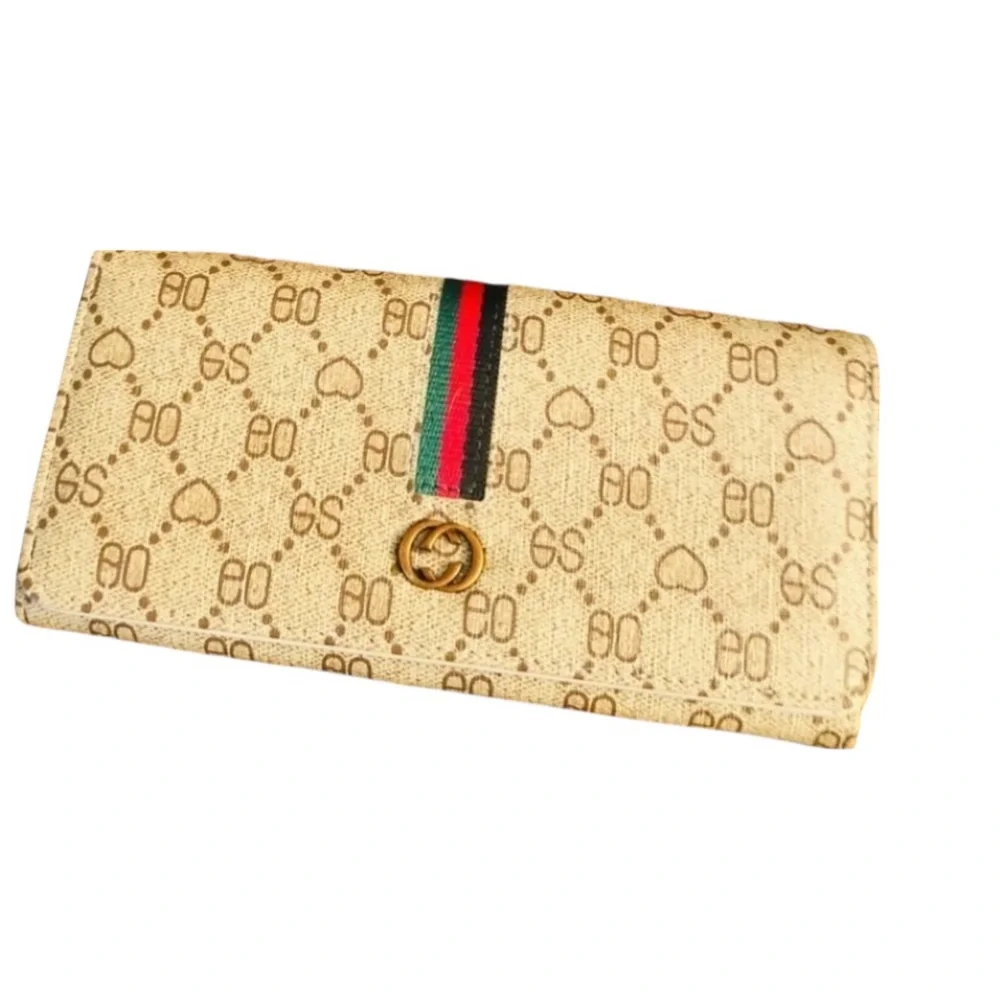 Double G mobile phone wallet or clutch faux leather w/ canvas stripe
